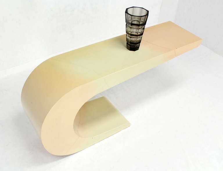 American Two Tone White Lacquer Console Mid Century Modern Karl Springer Style