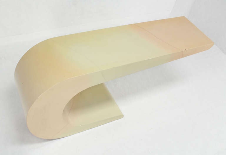 20th Century Two Tone White Lacquer Console Mid Century Modern Karl Springer Style