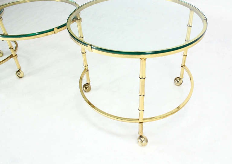 20th Century Solid Brass Faux Bamboo Expansion Nesting Tables