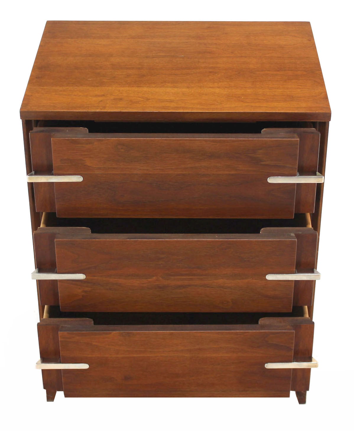 Mid-Century Modern Walnut Bachelor Chest or Dresser with Accent Drawer Pulls 3