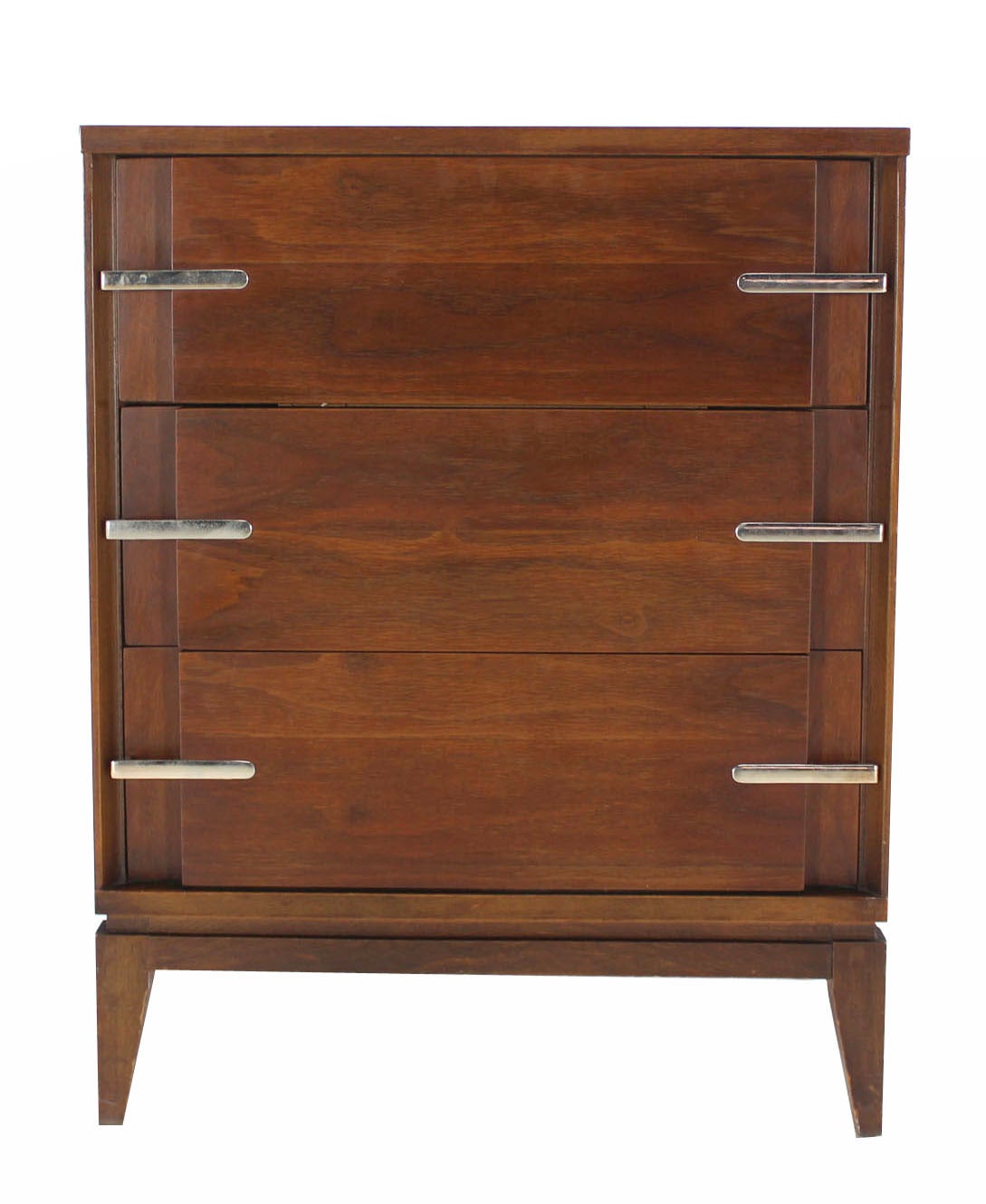 20th Century Mid-Century Modern Walnut Bachelor Chest or Dresser with Accent Drawer Pulls