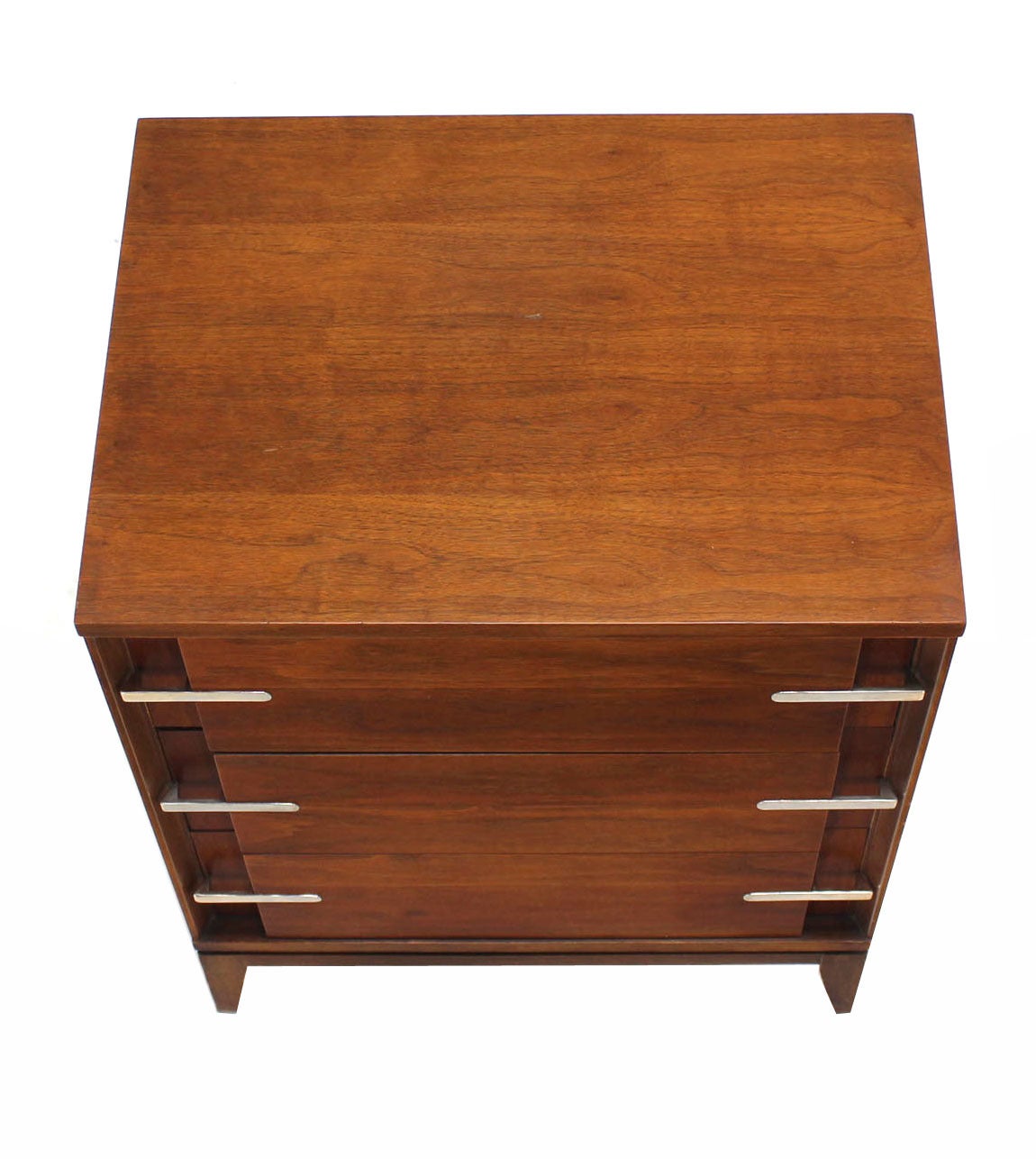 American Mid-Century Modern Walnut Bachelor Chest or Dresser with Accent Drawer Pulls