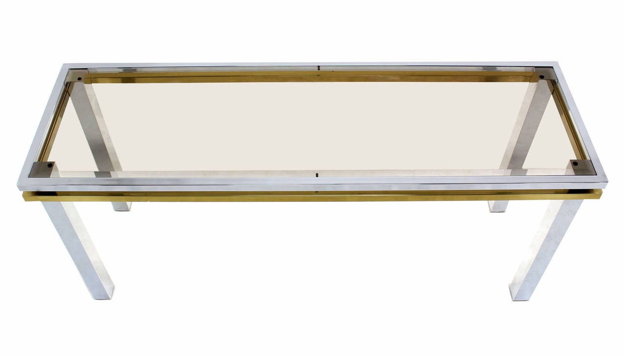 Chrome, Brass, and Glass Mid-Century Modern Console Table 3