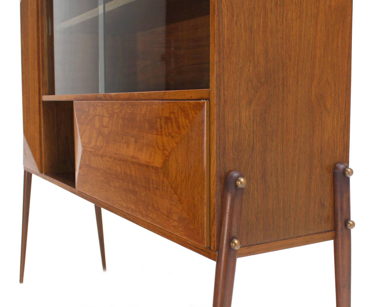 Mid-Century Italian Modern Cabinet Credenza on Tall Legs In Good Condition In Rockaway, NJ