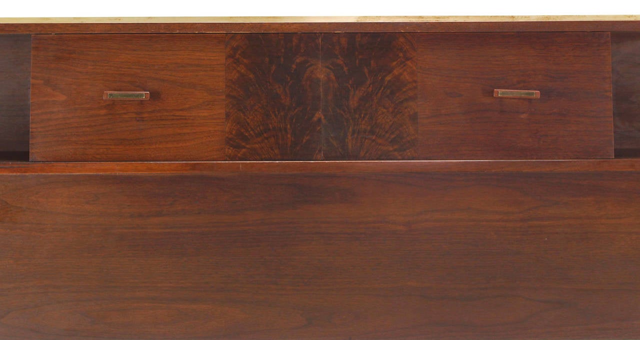 Oiled Walnut Storage Cabinet Head Tables Headboard King Bed 2
