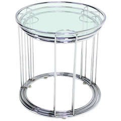 Set of Three Round Chrome and Glass Nesting End Tables by Baughman Decor