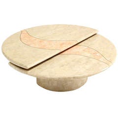 Revolving Expandable Tessellated-Top Round Coffee Table 1