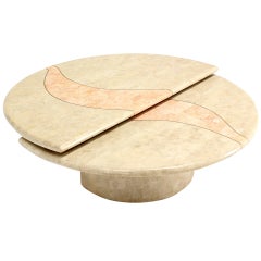 Revolving Expandable Tessellated-Top Round Coffee Table