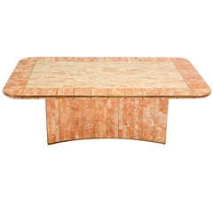 Maitland-Smith Tessellated Stone and Brass Mid-Century Modern Coffee Table 11