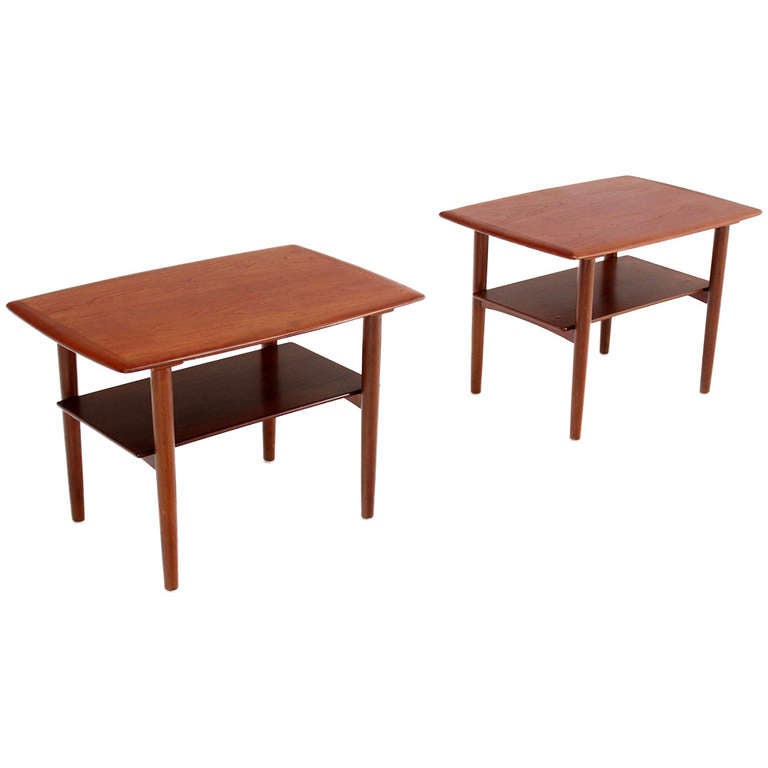 Pair of Mid-Century Danish Modern Teak End Tables by Povl Dinesen For Sale
