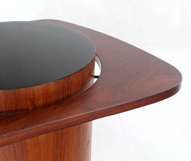 American Danish Modern Pair of Walnut, Organic Shape End Tables on Pedestal Bases
