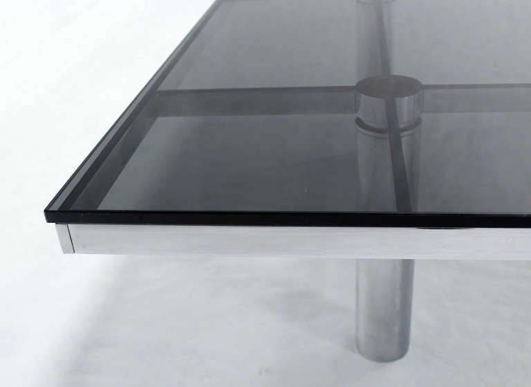 Mid-Century Modern Tobia Scarpa for Knoll Square Chrome and Smoked Glass Coffee Table