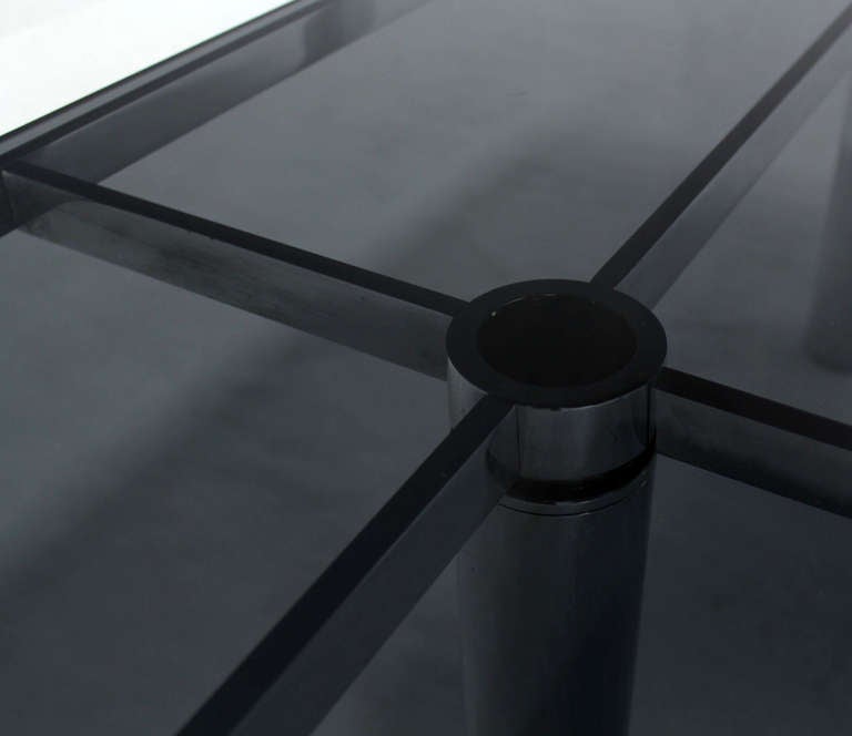 American Tobia Scarpa for Knoll Square Chrome and Smoked Glass Coffee Table