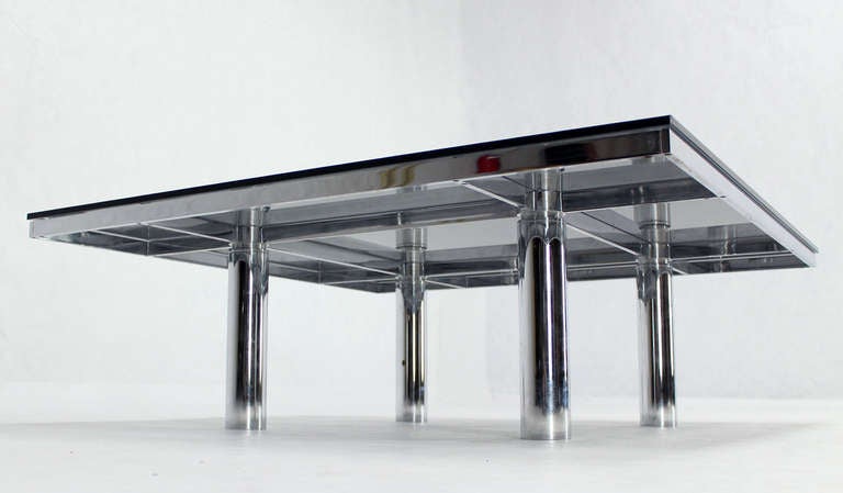 Tobia Scarpa for Knoll Square Chrome and Smoked Glass Coffee Table In Excellent Condition In Rockaway, NJ