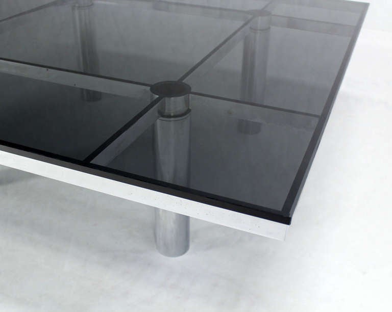 20th Century Tobia Scarpa for Knoll Square Chrome and Smoked Glass Coffee Table