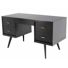 1950s Mid-Century Modern Black Lacquer Desk