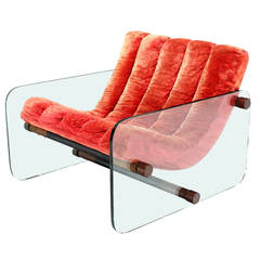 Glass Side Lounge Club Chair