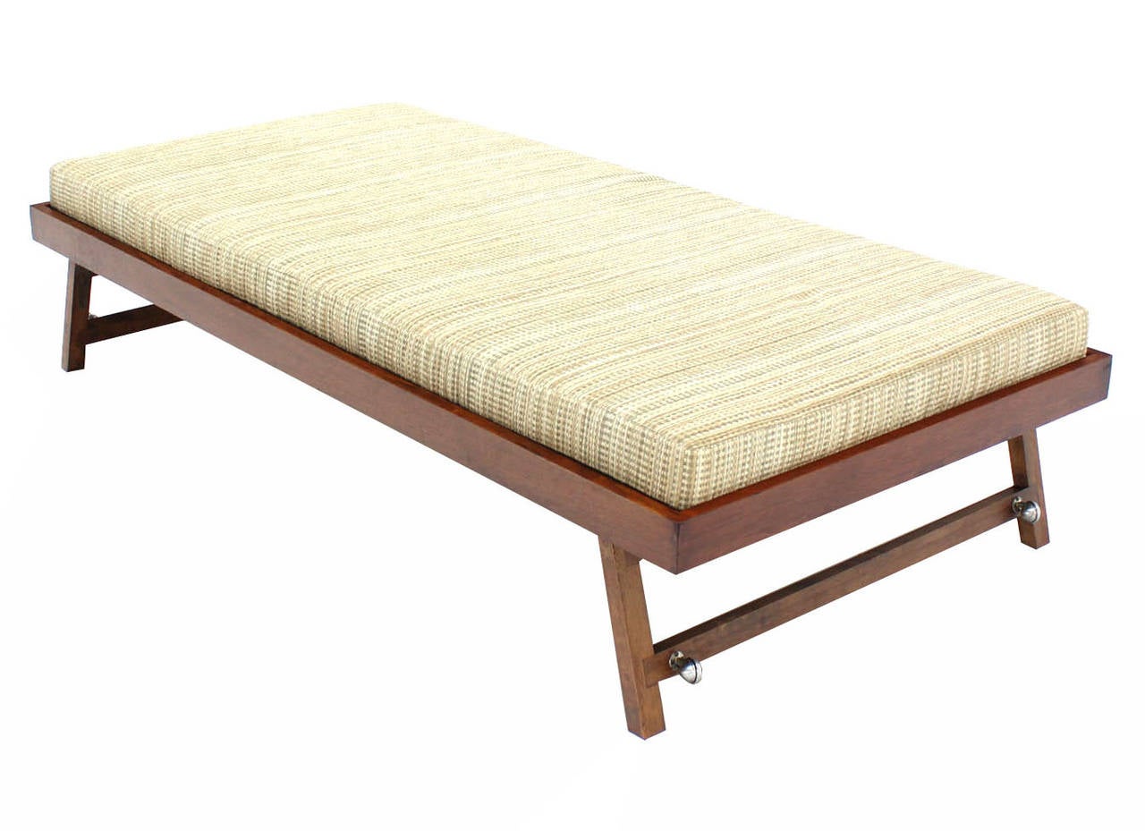 20th Century Solid Walnut Frame Mid-Century Modern Trundle, Pull-Out Daybed