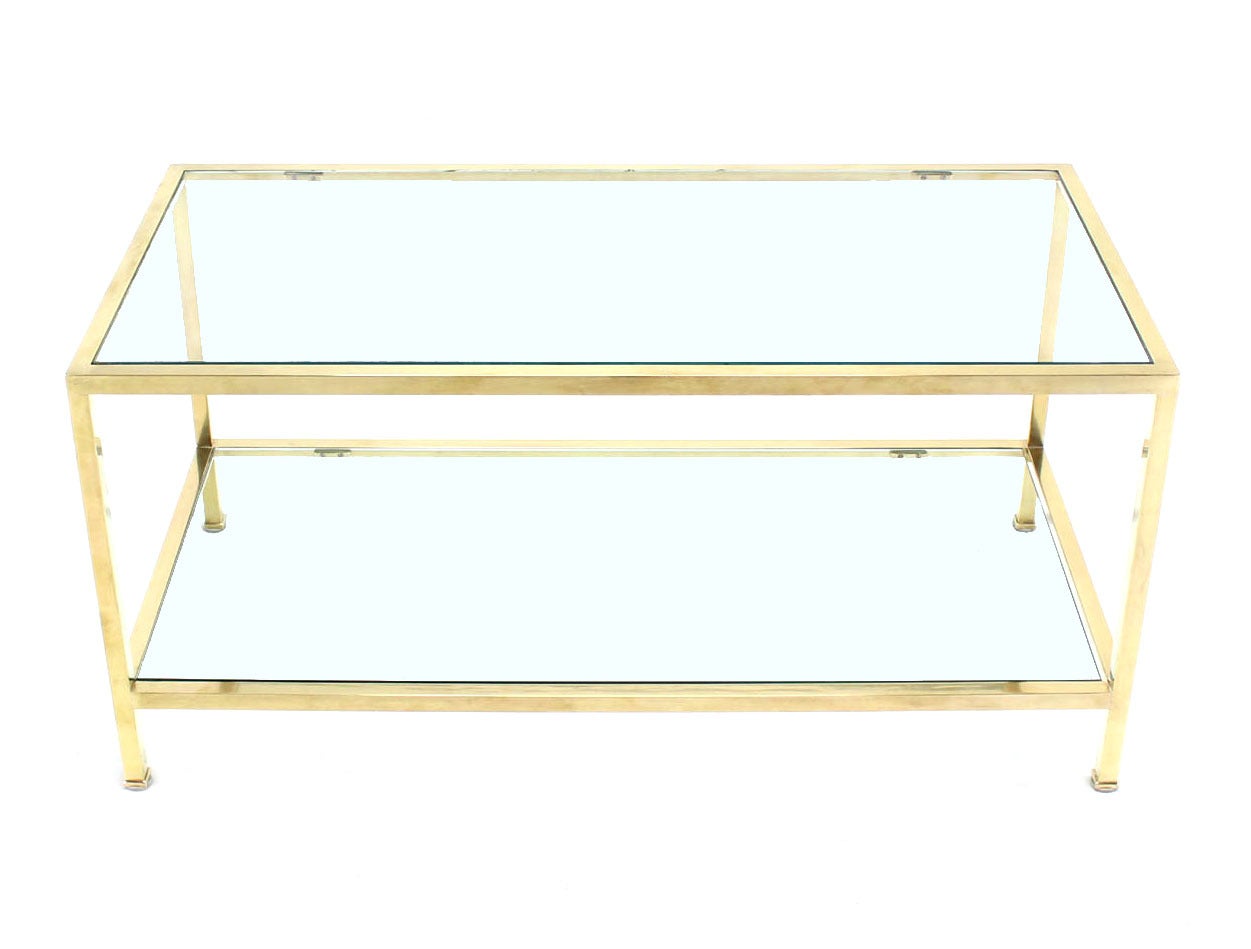 Polished Solid Brass Square Tube Rectanglar Coffee Table