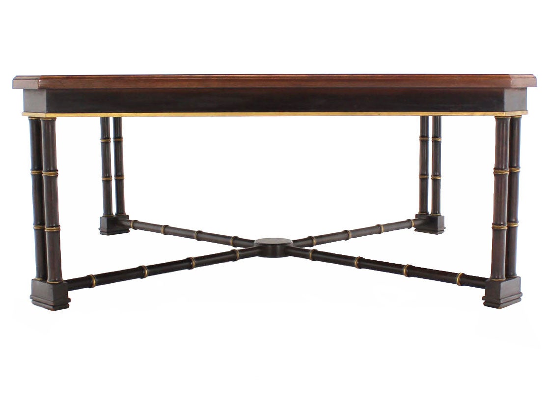 John Widdicomb Mid-Century Modern Faux Bamboo Base and Burl Wood-Top Table 3
