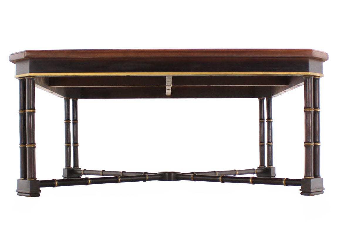 John Widdicomb Mid-Century Modern Faux Bamboo Base and Burl Wood-Top Table 1