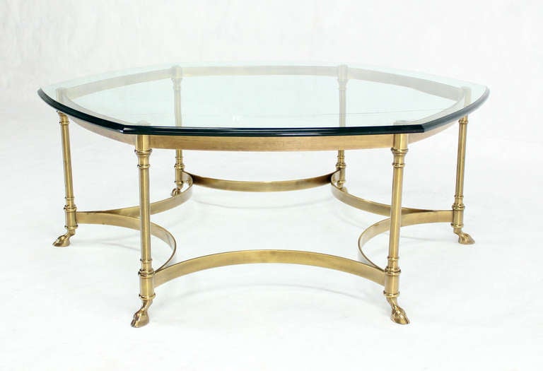 Very nice brass base glass top Italian modern coffee table