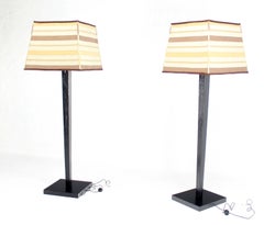 Two Large Floor Lamp Torcheres in Cerused Ebonised Oak with Box Shape Shades