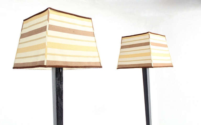 Two Large Floor Lamp Torcheres in Cerused Ebonised Oak with Box Shape Shades 2
