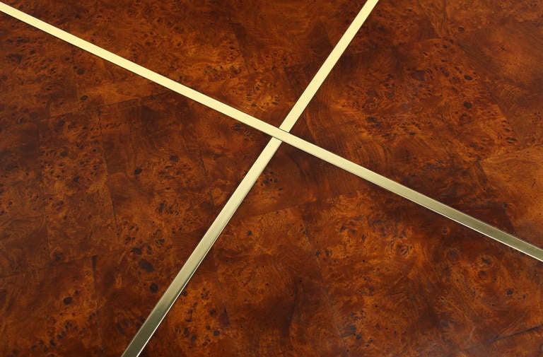 Milo Baughman Burlwood & Metal Frame Coffee Table Mid Century Modern 1