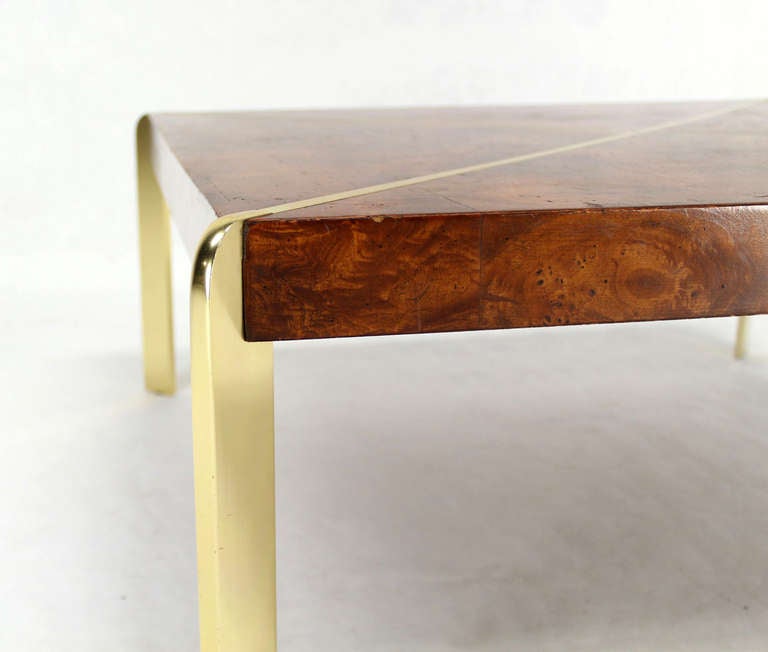 Mid-Century Modern Milo Baughman Burlwood & Metal Frame Coffee Table Mid Century Modern