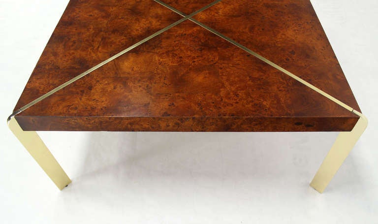 Milo Baughman Burlwood & Metal Frame Coffee Table Mid Century Modern 4