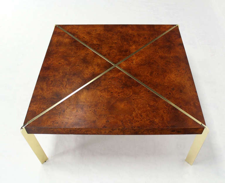 20th Century Milo Baughman Burlwood & Metal Frame Coffee Table Mid Century Modern