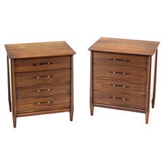 Pair of Mid-Century Modern Walnut Bachelor Chests or Dressers