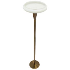 Brass Base  with Irredescent Shade Floor Lamp Torchere