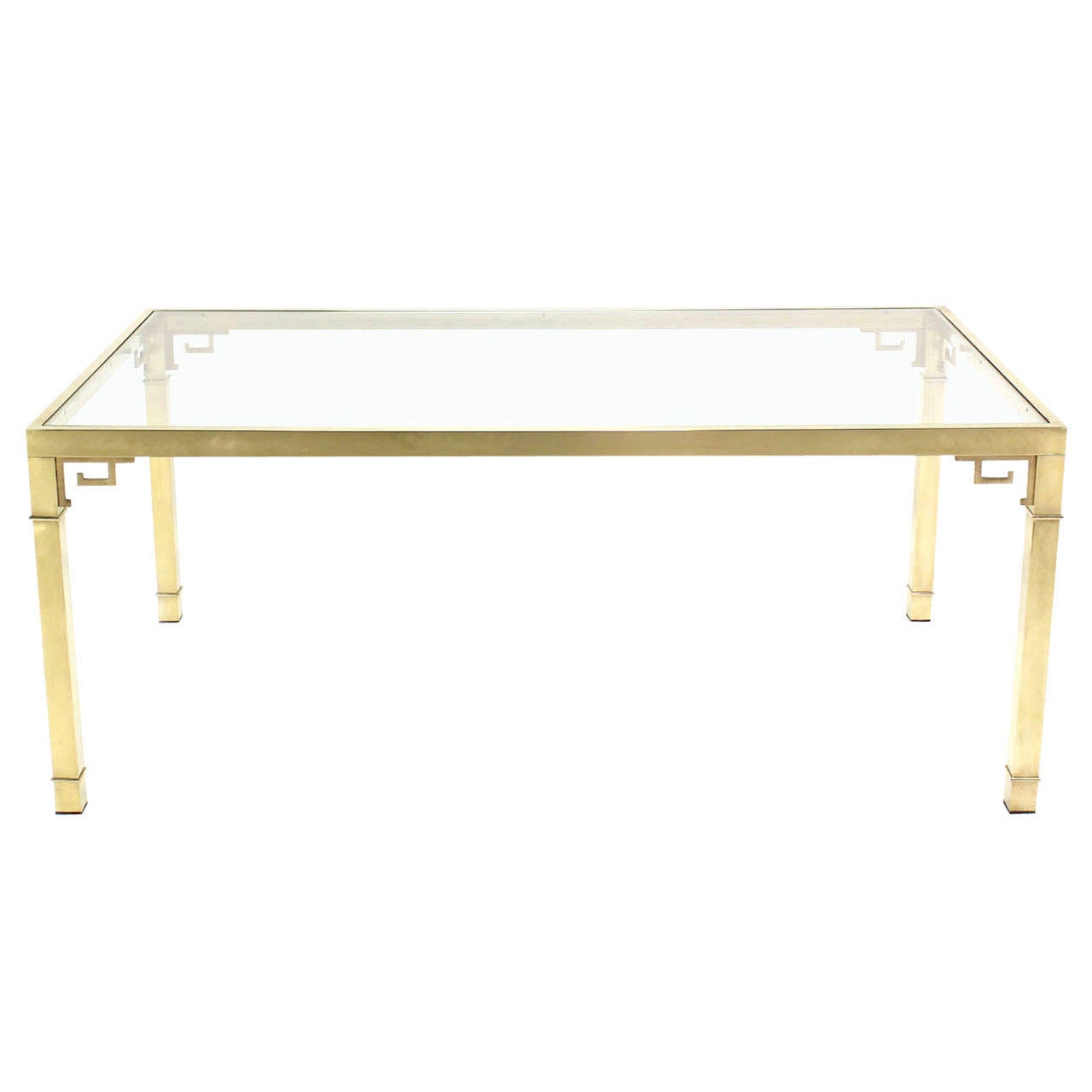 Jansen Style Ebony Three Leaf Greek Key Design Steinway Dining Table Solid Brass Greek Key Design Dining Table By Mastercraft