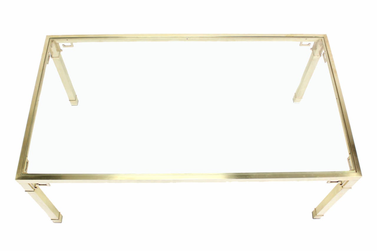 Mid-Century Modern Solid Brass Greek Key Design Dining Table by Mastercraft