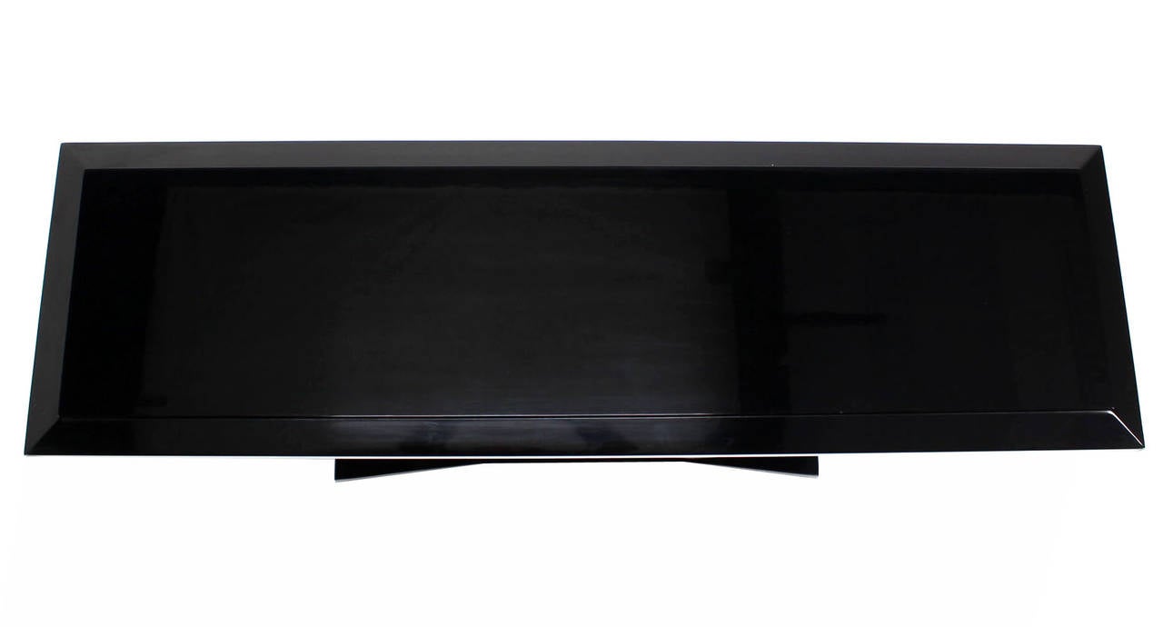Black Lacquer U-Shape Base Console Table by Drexel 1