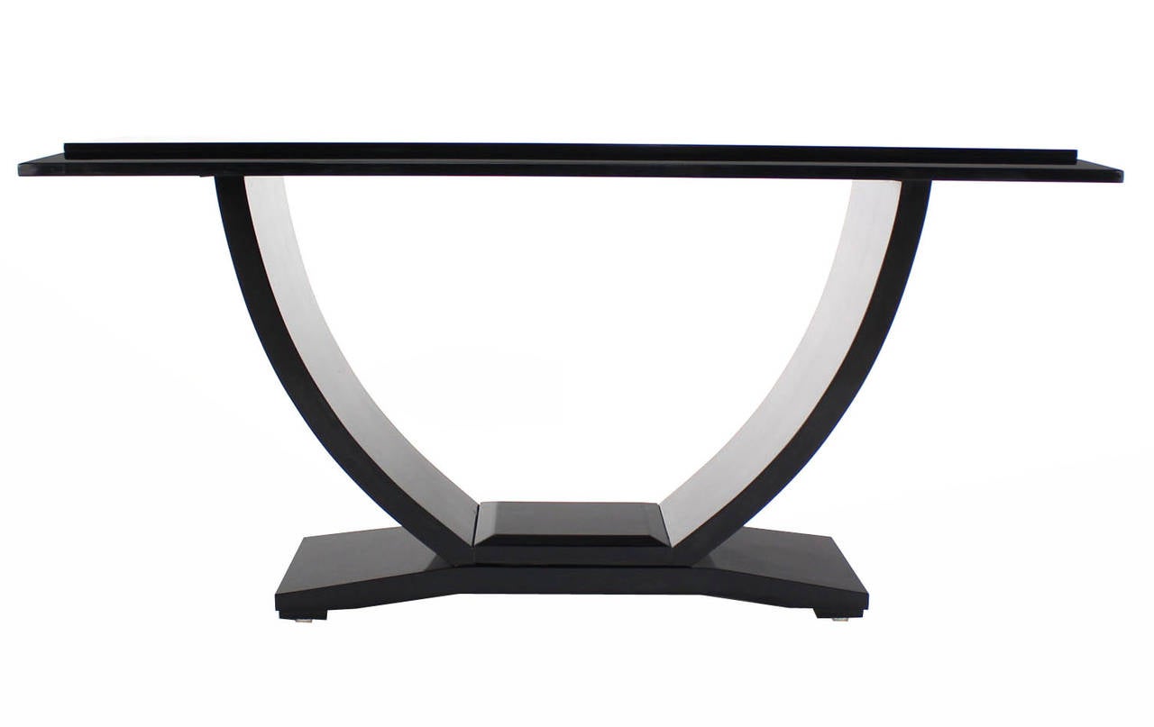20th Century Black Lacquer U-Shape Base Console Table by Drexel
