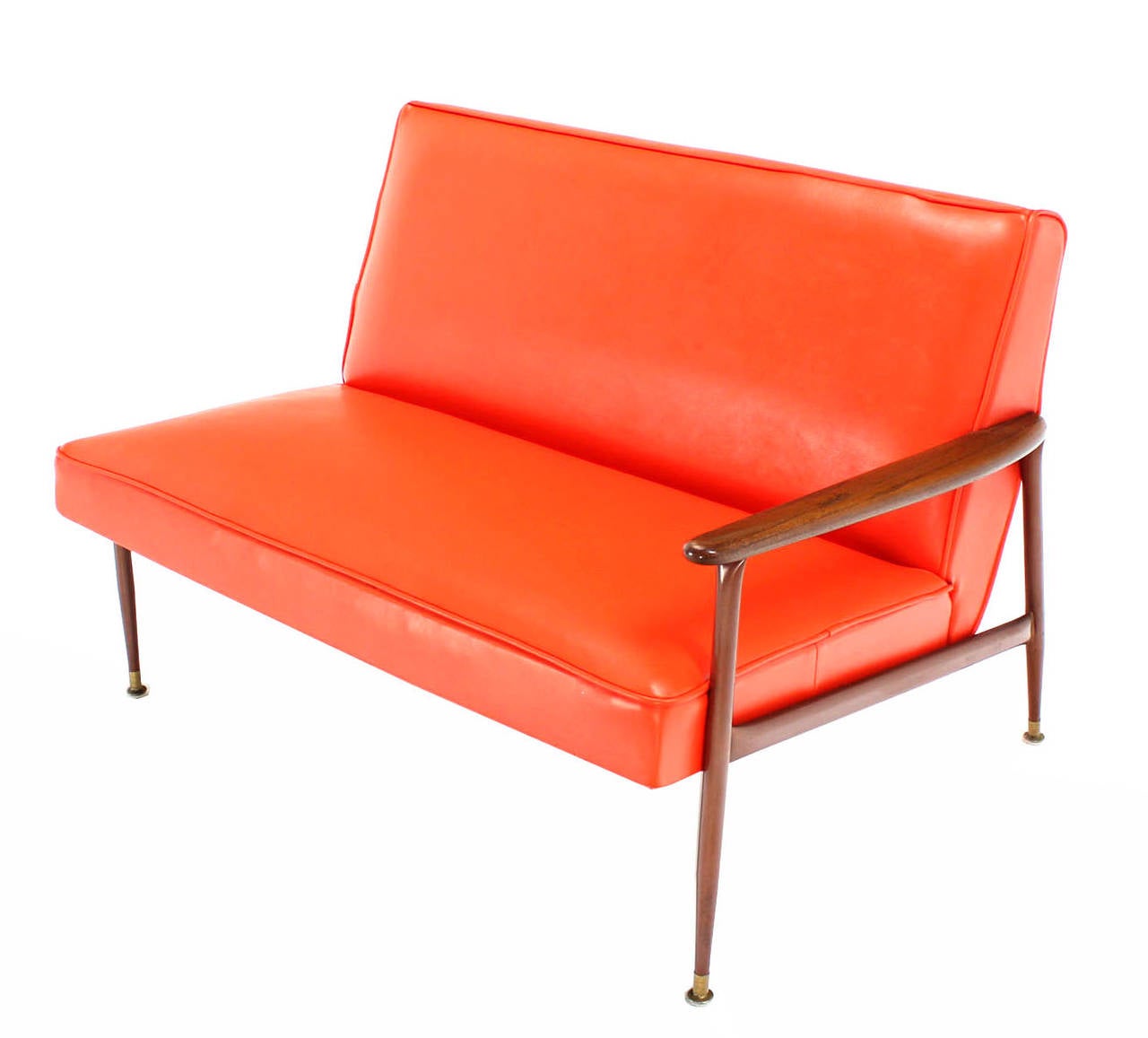 Mid-Century Modern Orange Vinyl Sectional and Club Chair Set