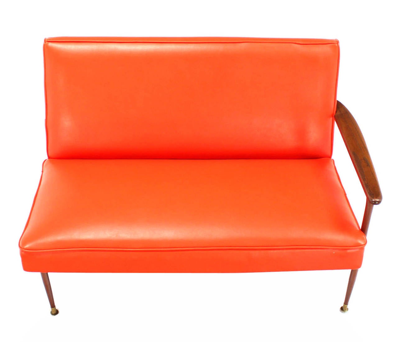 Orange Vinyl Sectional and Club Chair Set In Excellent Condition In Rockaway, NJ
