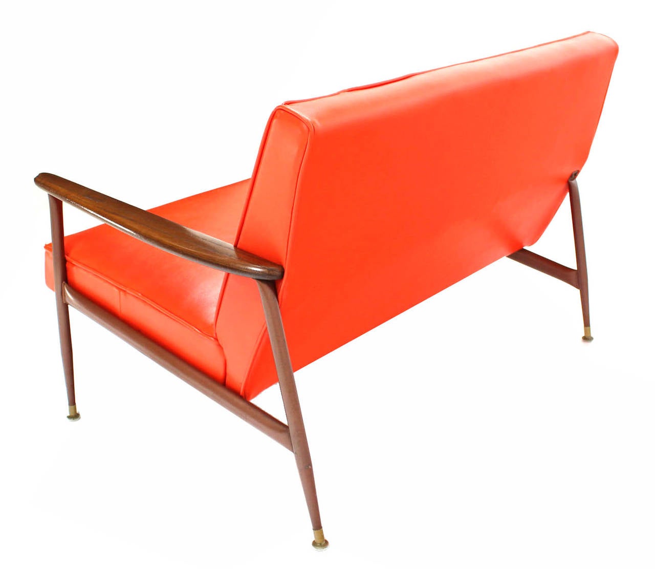 20th Century Orange Vinyl Sectional and Club Chair Set
