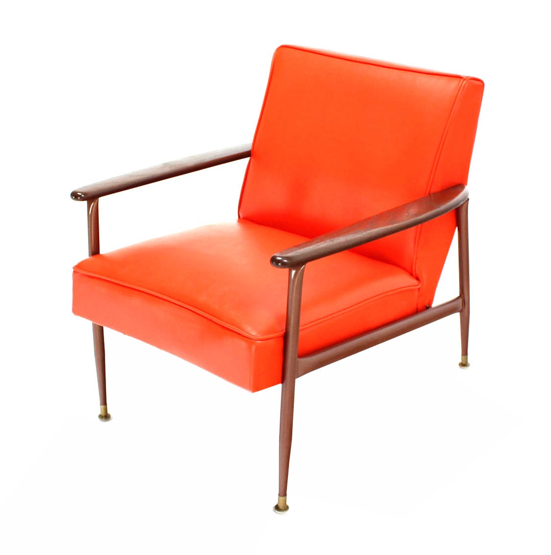 Orange Vinyl Sectional and Club Chair Set 1