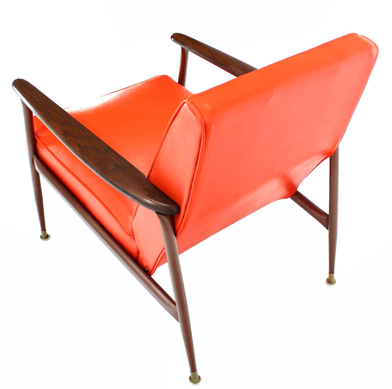 Orange Vinyl Sectional and Club Chair Set 2