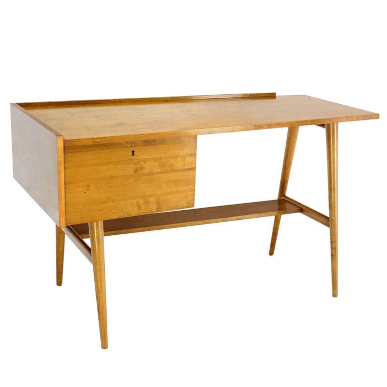 Edmond Spence MidCentury Swedish Modern Blonde Maple Desk at 1stdibs