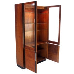 Walnut and Rosewood Modern Vitrine Display Cabinet in the Baughman Style