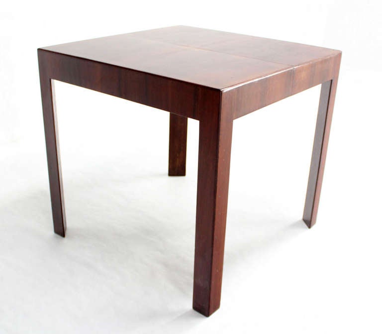 Oiled Walnut Italian Mid-Century Modern Square Game Dining Table with One Leaf 2