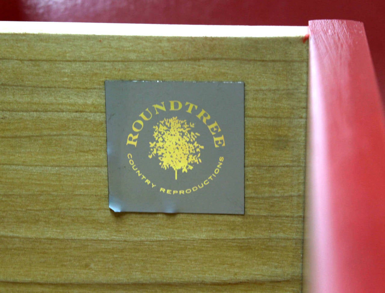 Grass Cloth Brass Credenza or Cabinet or Sideboard Red Brick Color In Good Condition In Rockaway, NJ