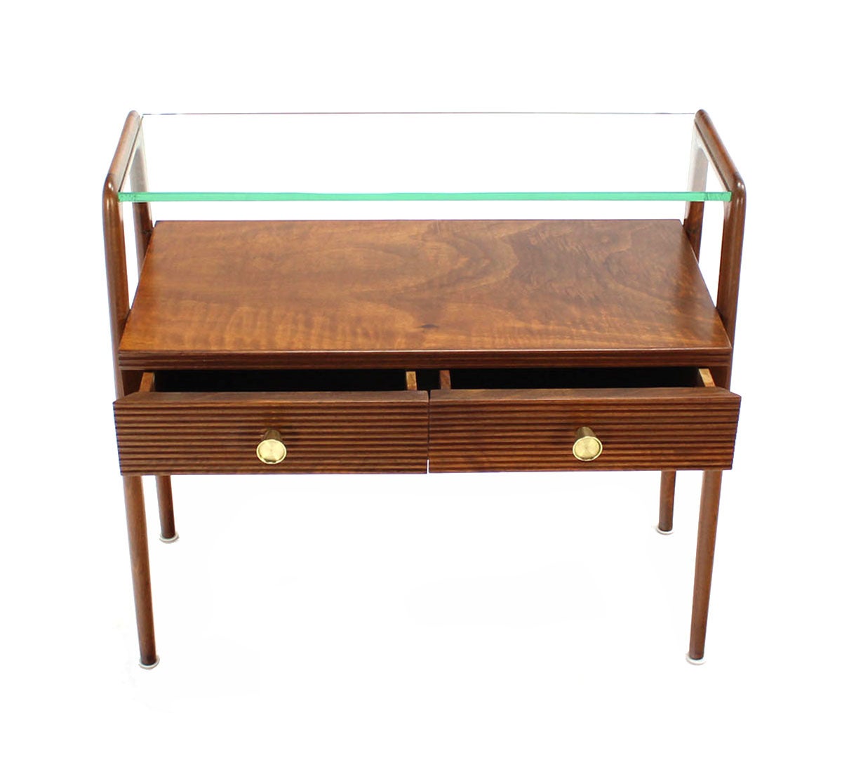 Pair of Italian Mid-Century Modern Walnut End Tables or Night Stands 4