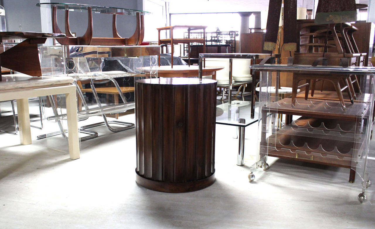 Round Mid-Century Modern Pedestal Storage Bar Cabinet 1