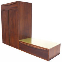 Used Hanging Walnut Side-by-Side Storage Cabinet and Vanity